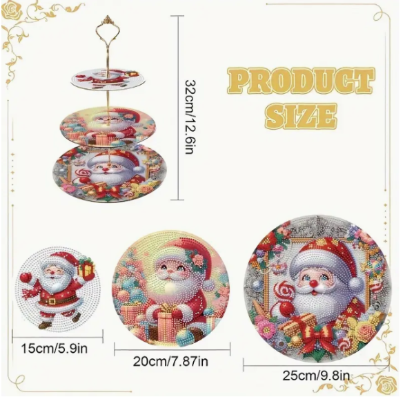 Diamond Painting Weihnachtsmann- 3-stufiges Dessertständer